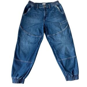 Forever 21 Barrel Jeans Joggers Women Size 30 Medium Wash Y2K Baggy Utility